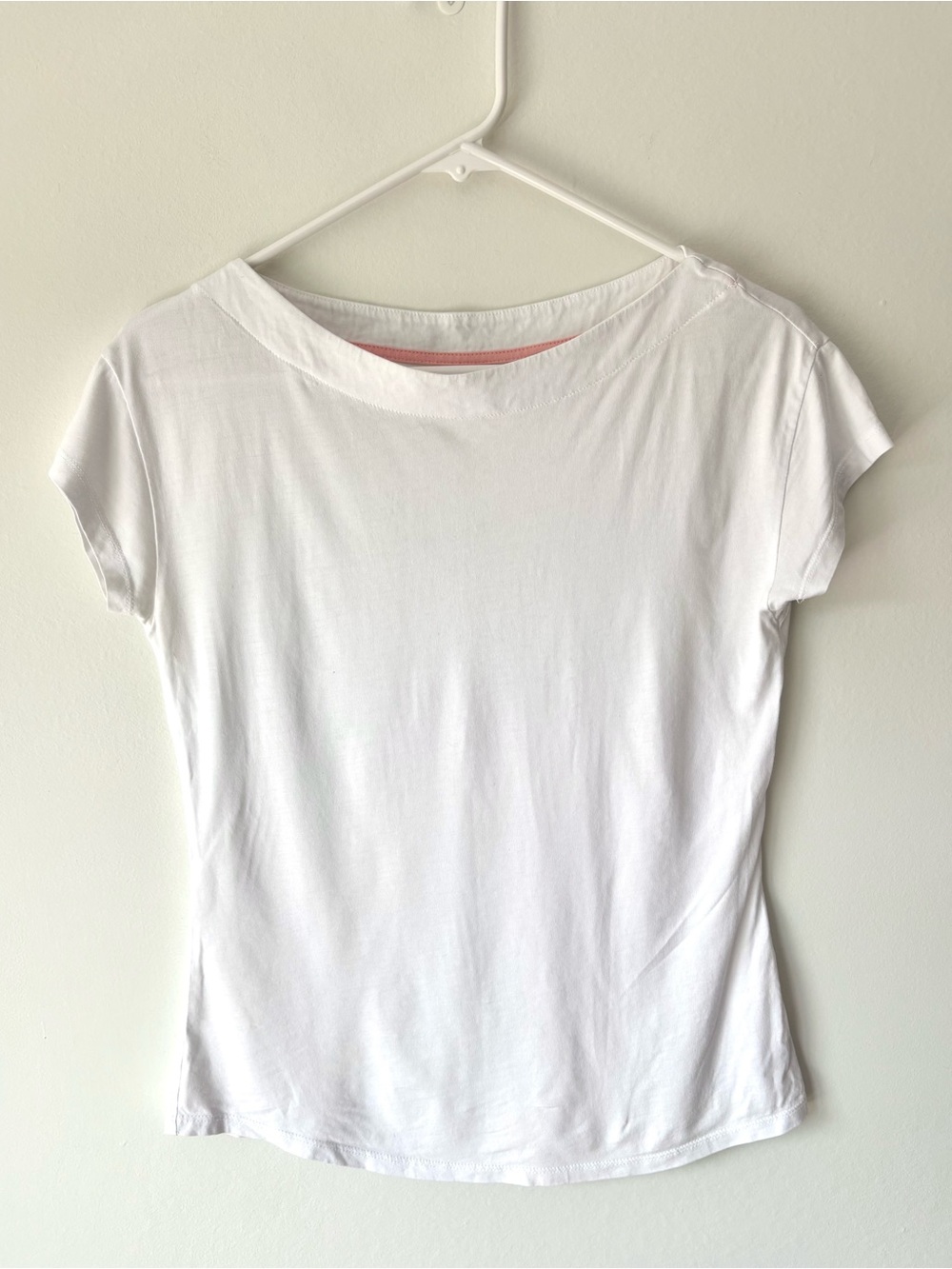 Boden White Short Sleeve Boatneck T-Shirt Minimalist Basic Layering Casual